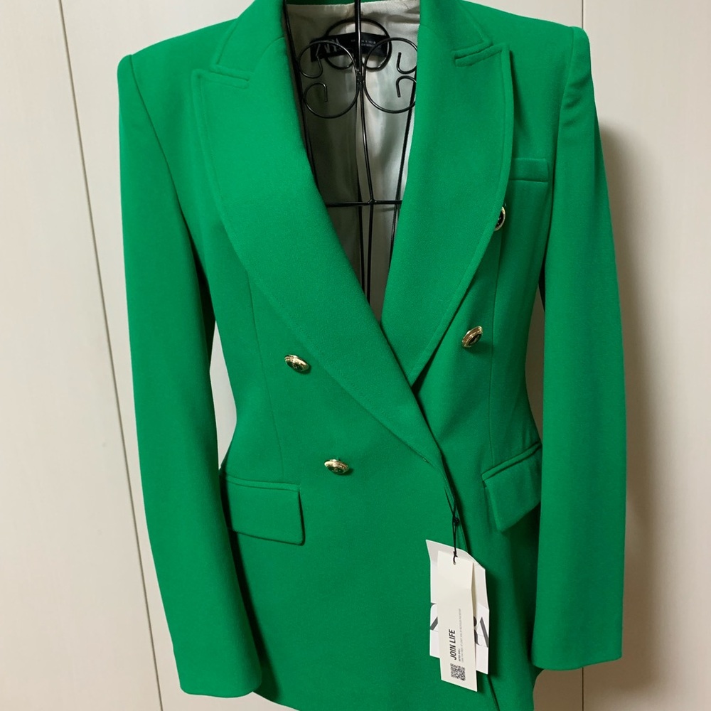 BNWT Zara Green Blazer Tailored Suit Jacket Sz S